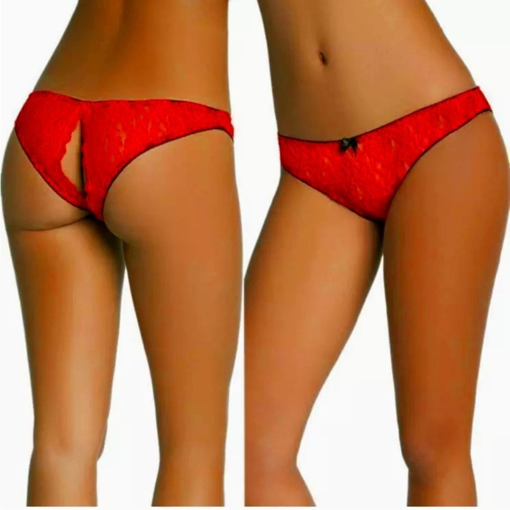 Lady Underwear Panties Lace Crotchless Floral